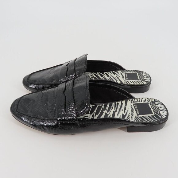 Dolce Vita Womens 8.5 Shiny Black Leather Upper Slip On Slide Loafer Flats - Picture 4 of 11